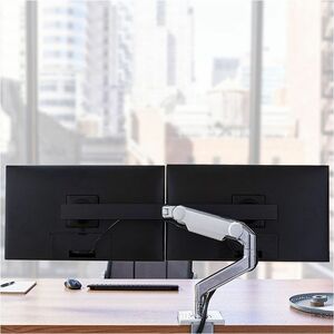 Brazo para monitor M8.1 con barra cruzada y mango, estilo de brazo Angled Link/Dynamic Link. Acomoda dos monitores de hast