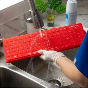 Seal Silk Pro Keyboard Red - Full Size - Washable & Waterproof - IP68 certified - Compatible with industrial-grade cleaner