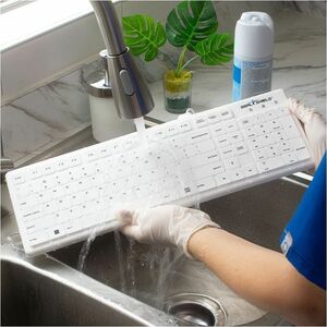 Seal Silk Pro Keyboard White - Full Size - Washable & Waterproof - IP68 certified - Compatible with industrial-grade clean