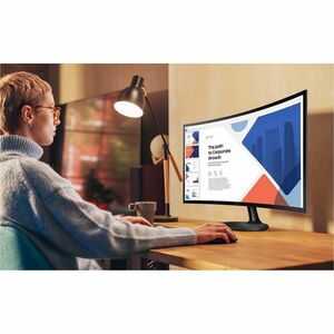 Monitor LCD Samsung Essential S3 S24D360GAL 24" Class Full HD Pantalla curva - 16:9 - Negro - 61cm (24") Viewable - Vertic
