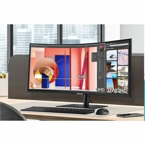 Samsung ViewFinity S34C652VEU 34" Class Webcam UWQHD Curved Screen LED Monitor - 21:9 - Black - 86.4 cm (34") Viewable - V