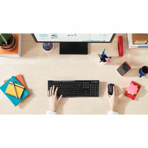 Logitech K270 Wireless Keyboard - Wireless Connectivity - RF - Full-size - 32.81 ft - 2.40 GHz - USB Interface - 8 Hot Key