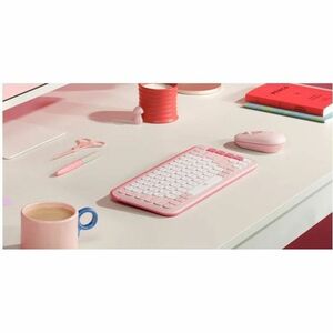 Logitech POP Icon Keys 键盘 - 袖珍的 - 无线 连接 - 英文（美国） - QWERTY 布局 - 珍珠白, 橙 - 蓝牙 - 开/关 热键 - Windows 10, Windows 11, Mac OS X 12.