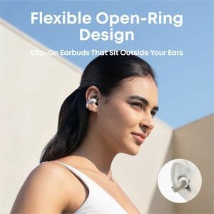 soundcore AeroClip True Wireless Open-ear, Earbud Stereo Earset - White - Binaural - Open - Bluetooth