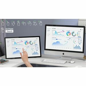 Hannspree HT249PPB 24" Class LED Touchscreen Monitor - 16:9 - 5 ms - 60.5 cm (23.8") Viewable - Projected Capacitive - 10 