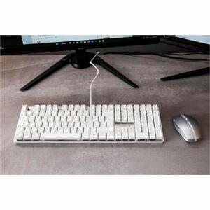 CHERRY KC 200 MX Teclado - Cabo Conectividade - USB tipo A Interface - Inglês (EUA) - Branco, Prata - Mecânica/MX Interrup
