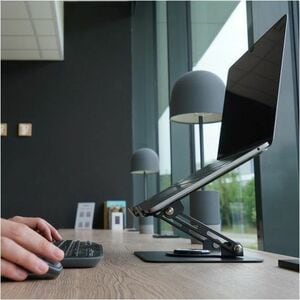 MOBILIS Height Adjustable Notebook Stand - Up to 43.2 cm (17") Screen Support - Metal - Black - For Notebook, PC, Universa