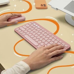 Logitech Pebble Keys 2 K380s 键盘 - 袖珍的 - 无线 连接 - USB 接口 - 英文（美国） - QWERTY 布局 - Bluetooth/RF - 10 m - 2.40 GHz - 台式机, 搜索, 后面