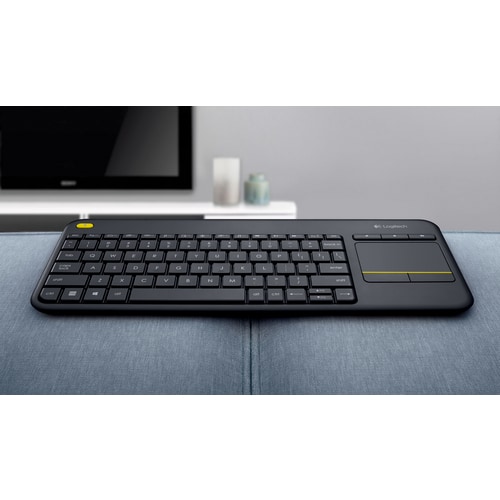 Logitech K400 Plus Keyboard - Wireless Connectivity - USB Interface - TouchPad - Spanish - QWERTY Layout - Black - RF - Mu