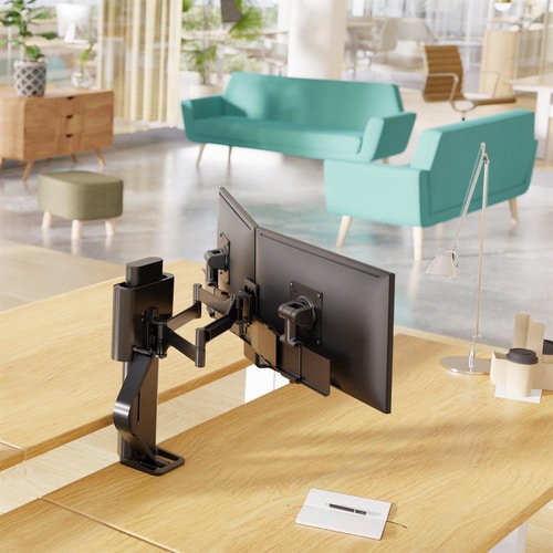 Ergotron TRACE Desk Mount for Monitor, LCD Display - Matte Black - 2 Display(s) Supported - 68.6 cm (27") Screen Support -