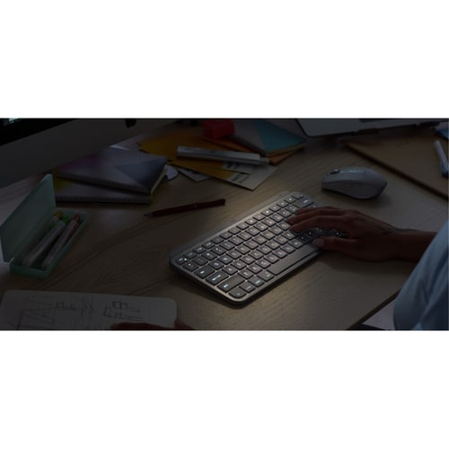 Logitech MX Keys Mini Keyboard - Wireless Connectivity - LED - English (US) - QWERTY Layout - Graphite - Bluetooth/RF - 10