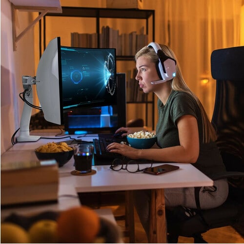 Ergotron Mounting Arm for Monitor, Curved Screen Display, LCD Display - White - Height Adjustable - 124.5 cm (49") Screen 
