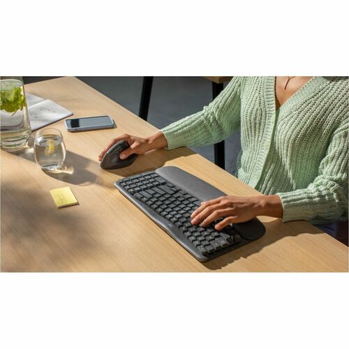 Logitech Wave Keys Tastatur - Kompakt - Kabellos Konnektivität - USB Typ-A Schnittstelle - Schweizerisch, Schweiz - QWERTZ