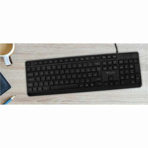 Tastiera V7 KU350USCavo Connettività - USB Interfaccia - Inglese (US) - Nero - Multimedia Tasto(i) di scelta rapida - Mac 