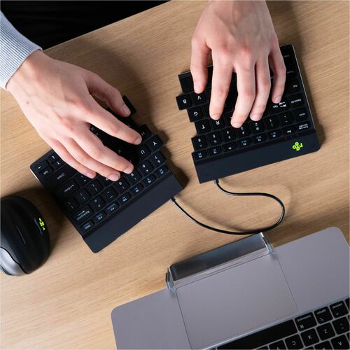 R-Go Split Break Tastatur - Kabellos Konnektivität - USB-Typ C Schnittstelle - Englisch (US) - QWERTY Layout - Schwarz - S