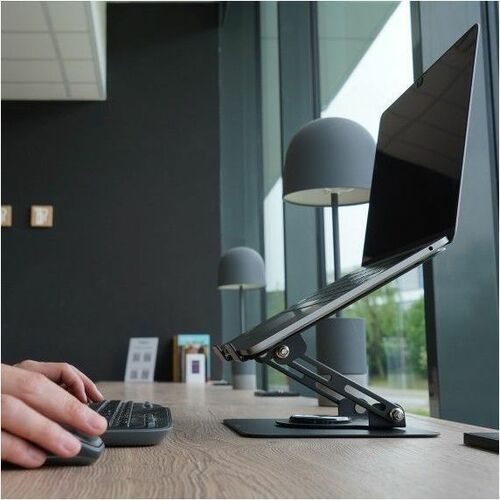 MOBILIS Height Adjustable Notebook Stand - Up to 43.2 cm (17") Screen Support - Metal - Black - For Notebook, PC, Universa