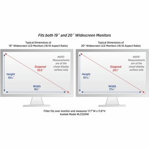Kantek LCD Protect Anti-Glare Filter Silver - For 20" WidescreenMonitor - Scratch Resistant - Acrylic - Anti-glare - 1 Each