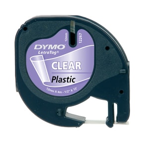 Ruban d'étiquettes Dymo - 12 mm Largeur x 4 m Longueur - Rectangle - Chrystal claire - Papier