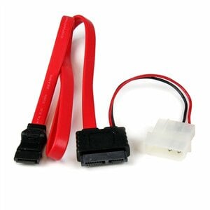 StarTech.com 20in Slimline SATA to SATA with LP4 Power Cable Adapter - For Optical Drive - LP4 / SATA, SATA - Red - 1 Each