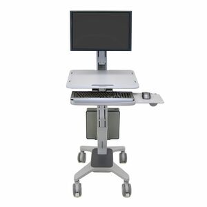 Ergotron WorkFit-C Computer Trolley - 12.25 kg Load Capacity - 4 Casters - 101.60 mm Caster Size - Aluminium - Two-tone Gr