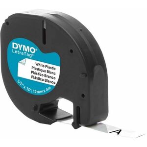 ID-Etikett Dymo LetraTag - 12 mm Breite x 4 m Länge - Klebefilm - Thermalbindung - Weiß - Plastik - 1 Rolle