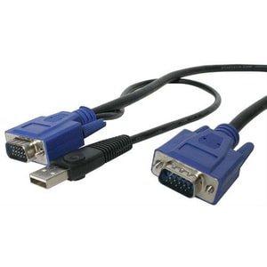CABLE KVM DE 3M ULTRA DELGADO 2EN1 VGA USB HD15 MACHO A MACHO