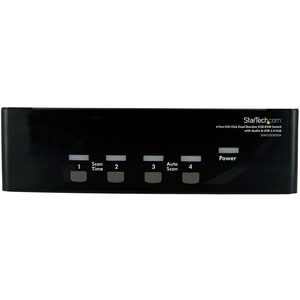 StarTech.com 4 Port DVI VGA Dual Monitor KVM Switch with Audio & USB Hub - 4 Computer(s) - 1 Local User(s) - SVGA, WUXGA -