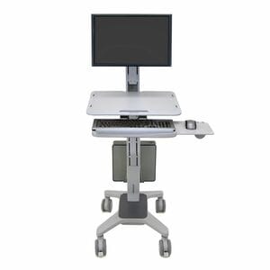 Ergotron WorkFit-C Computer Cart - 12.25 kg Load Capacity - 4 Casters - 101.60 mm Caster Size - Aluminium - Two-tone Grey 