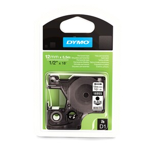 Dymo Label Tape - 12 mm Width x 5.50 m Length - Permanent Adhesive - Rectangle - Polyester