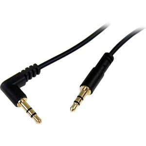 StarTech.com 1 ft Slim 3.5mm to Right Angle Stereo Audio Cable - M/M - Easily connect an iPod® or other MP3 player to a ca