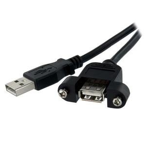 StarTech.com 30cm (1 ft.)Panel Mount USB Cable A to A - F/M - Cable for PC - First End: 1 x USB 2.0 Type A - Male - Second