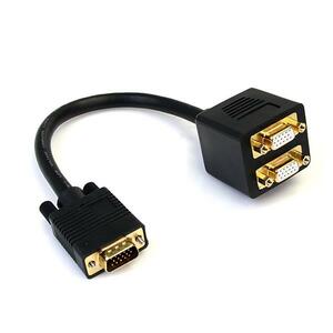 CABLE 30CM DIVISOR DE VIDEO VGA DE 2PUERTOS SALIDAS HD15COMPACTO
