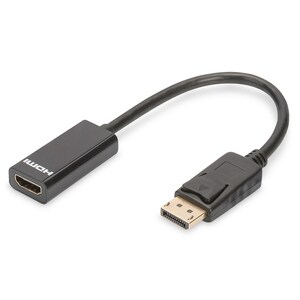 Digitus DisplayPort Adapter / Konverter. Kabellänge: 0,15 m, Anschluss 1: DisplayPort, Anschluss 2: HDMI. Verpackungsbreit