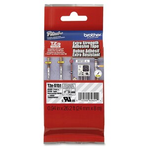 Brother TZes151 Label Tape - 23.88 mm Width x 7.99 m Length - Permanent Adhesive - Direct Thermal, Thermal Transfer - Clea