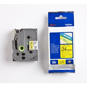 Brother P-touch TZE651 Label Tape - 23.88 mm Width - Rectangle - Thermal Transfer - Yellow - Laminated - 1 Each