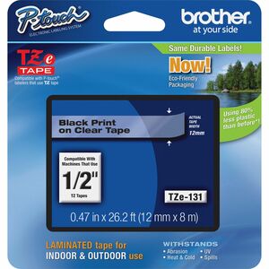 Ruban d'étiquettes Brother P-touch TZE131 - 12,70 mm Largeur - Chrystal claire - Laminées - 1 Unité