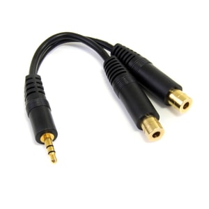 StarTech.com Stereo Splitter Cable - Phono Stereo 3.5mm (M) - Phono 2x Stereo (F) - 6in - Split a single headphone jack in