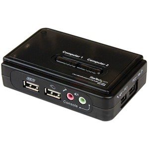 StarTech.com 2 Port Black USB KVM Switch Kit with Audio and Cables - Dual Port Desktop USB VGA KVM Switch - 2 Computer(s) 