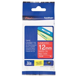 Brother TZe-435 Multipurpose Label - 12 mm Width x 8 m Length - Rectangle - Thermal Transfer - Red - Laminated - 1 Each