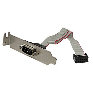 StarTech.com 9 Pin Serial Male to 10 Pin Motherboard Header LP Slot Plate - First End: 1 x 9-pin DB-9 Serial - Male - Seco