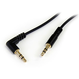 StarTech.com 3 ft Slim 3.5mm to Right Angle Stereo Audio Cable - M/M - Right angle slim 3.5mm cable for mobile audio devices
