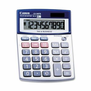 Canon LS-100TS Simple Calculator - Auto Power Off - 10 Digits - LCD - Battery/Solar Powered - 101.6 mm Height x 135.4 mm W