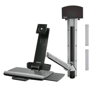 Ergotron StyleView 45-273-026 Multi Component Mount for Flat Panel Display, Keyboard, CPU - Polished Aluminum - Height Adj
