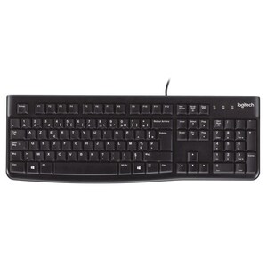 Logitech K120 Keyboard - Cable Connectivity - USB Interface - AZERTY Layout - Black - Computer - PC