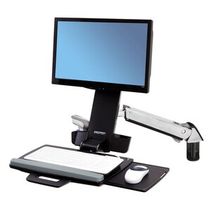 Ergotron StyleView Multi Component Mount for Notebook, Mouse, Keyboard, Monitor, Scanner - Polished Aluminum - Height Adju