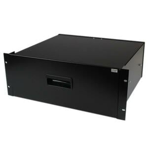 StarTech.com 4U Black Steel Storage Drawer for 19in Racks and Cabinets - Steel - 25 kg Maximum Weight Capacity - 2 Year Wa