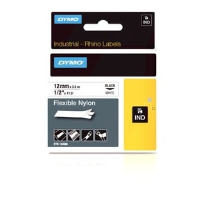 Etiquette pour Câbles Dymo RhinoPRO 18488 - 12 mm Largeur - Transfert thermique - Blanc, Noir - Nylon - 1 Unité