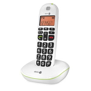 Doro PhoneEasy 100w DECT Cordless Phone - White - 300 m Range - 1 x Phone Line - Speakerphone - Backlight