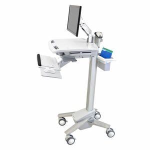 Ergotron StyleView Medical Cart - 15.88 kg Load Capacity - 4 Casters - 101.60 mm Caster Size - Aluminium - White, Grey - 6