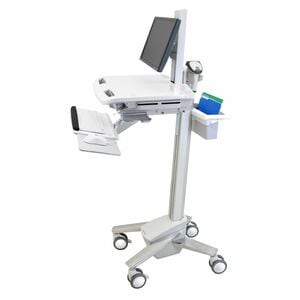 Ergotron StyleView Medical Cart - 15.88 kg Load Capacity - 4 Casters - 101.60 mm Caster Size - Aluminium - White, Grey - 6